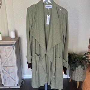 Steve Madden Sage Green Open Front Coat size M